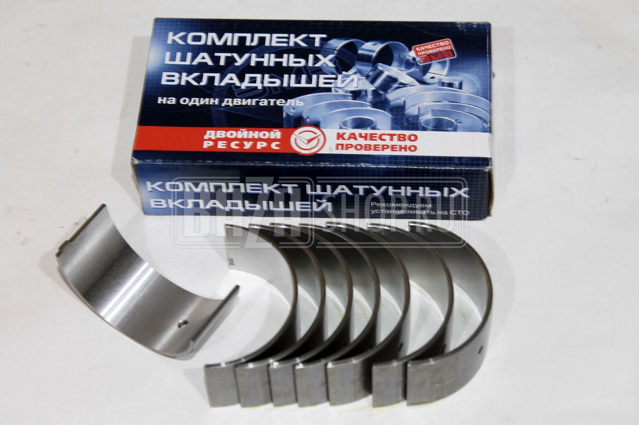 Вкладыши шатунные 0,05 402, 417, 421 дв. УАЗ 452, 469, ГАЗ "ЗМЗ/ДВОЙНОЙ РЕСУРС" (в уп.) / 24-1000104-211 (-411)